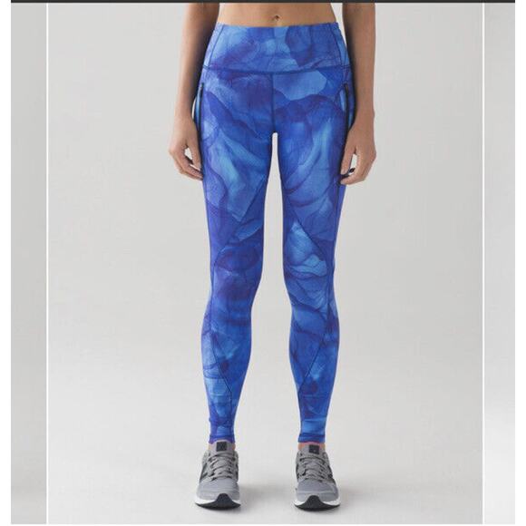 Lululemon Blue Run It Out High Waist Full Length Midnight Tulle Yoga Zip Pant S - Picture 15 of 15